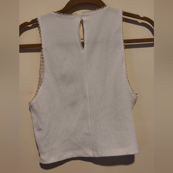 ZARA White High Neck Ribbed Crop Tank Top - Size L - Lagonlook Summer Fairy - Picture 8 of 14